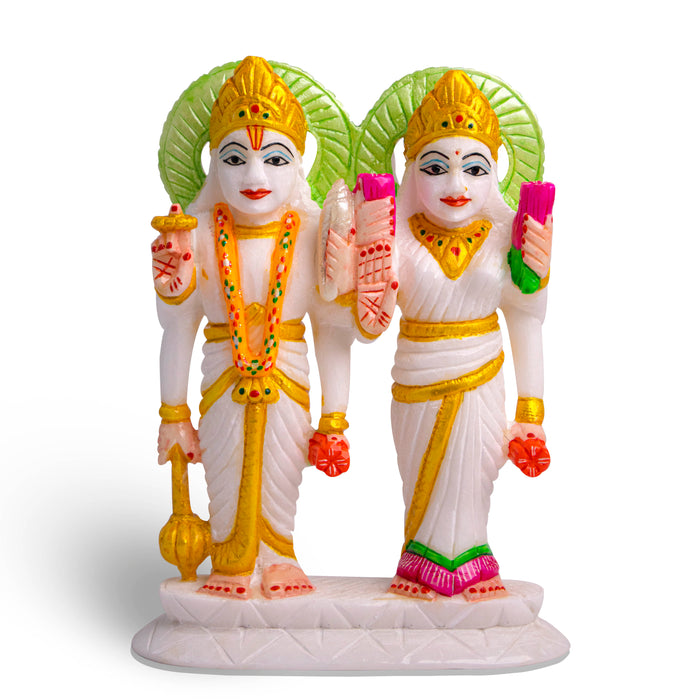Vishnu and Laxmi, White Marble Statue - Handicraft Bazaar