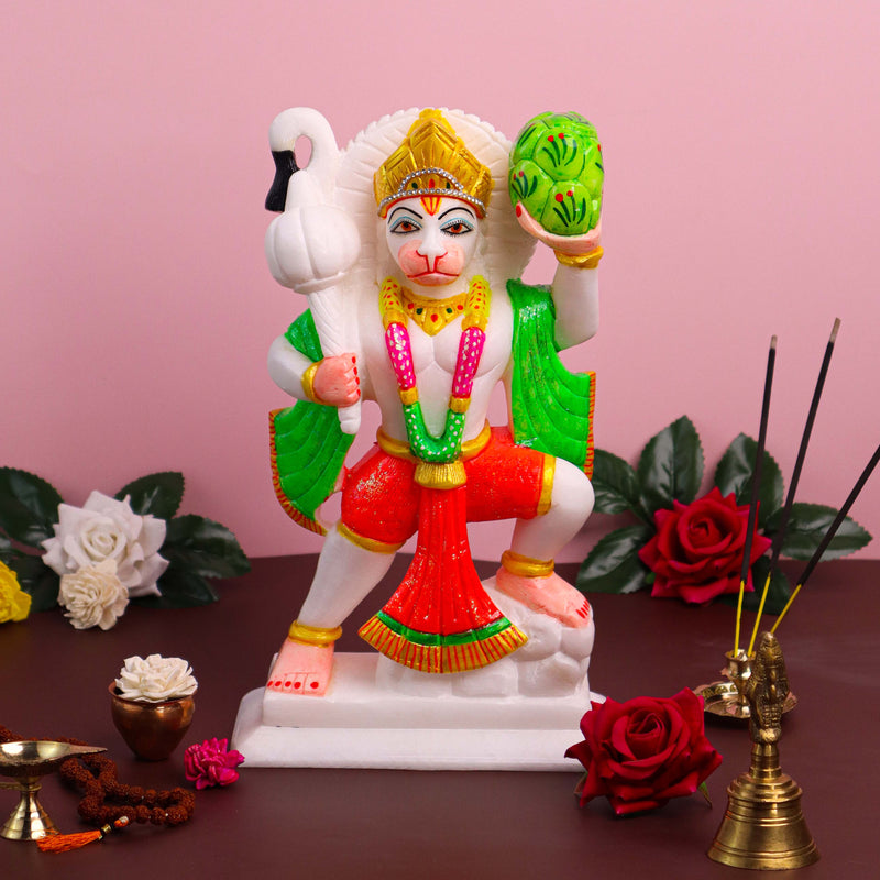 Lord Hanuman, White Marble Statue - Handicraft Bazaar