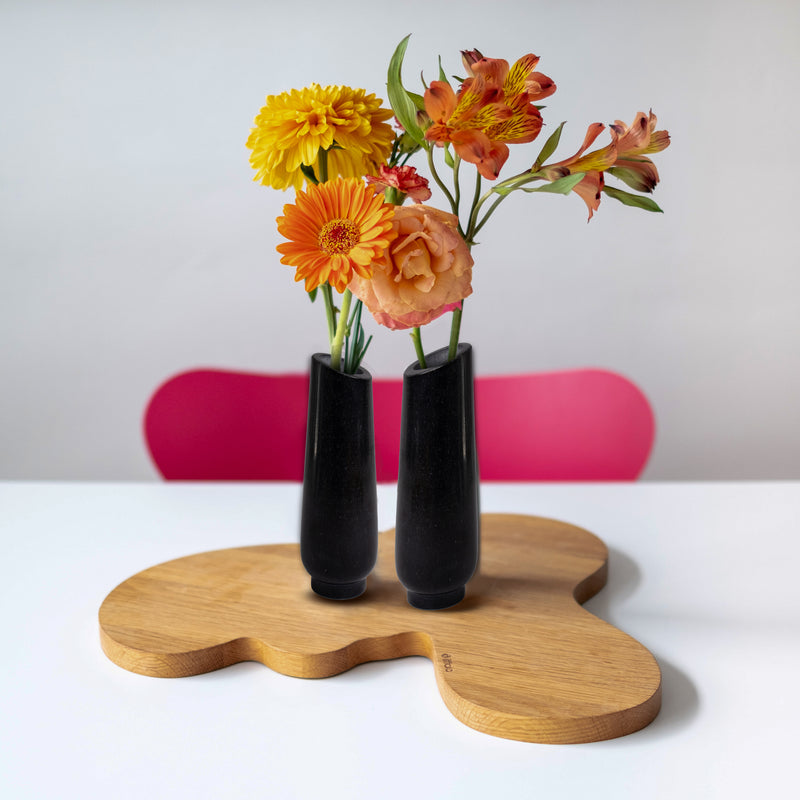 Marble Flower Vase, Black - Handicraft Bazaar