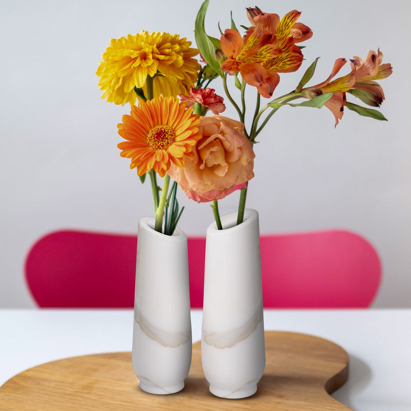 Marble Flower Vase, Statuario - Handicraft Bazaar