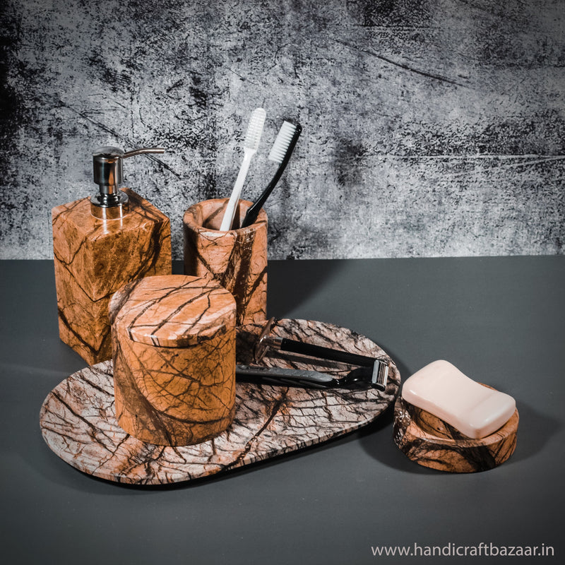 Marble Bathroom Set Rainforest - Handicraft Bazaar