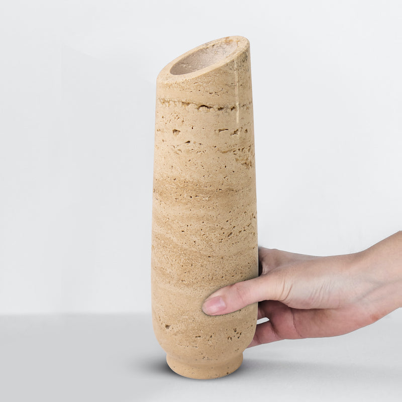 Marble Flower Vase, Travertine - Handicraft Bazaar