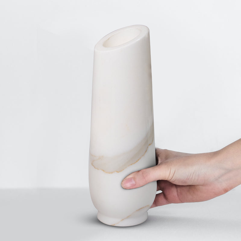 Marble Flower Vase, Statuario - Handicraft Bazaar