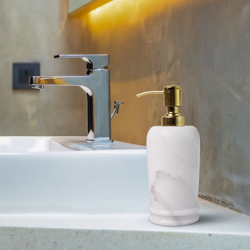 Marble Soap Dispenser (Statuario) | Handicraft Bazaar