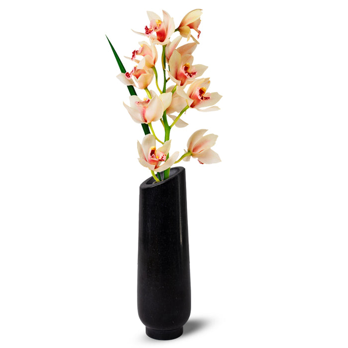Marble Flower Vase, Black - Handicraft Bazaar
