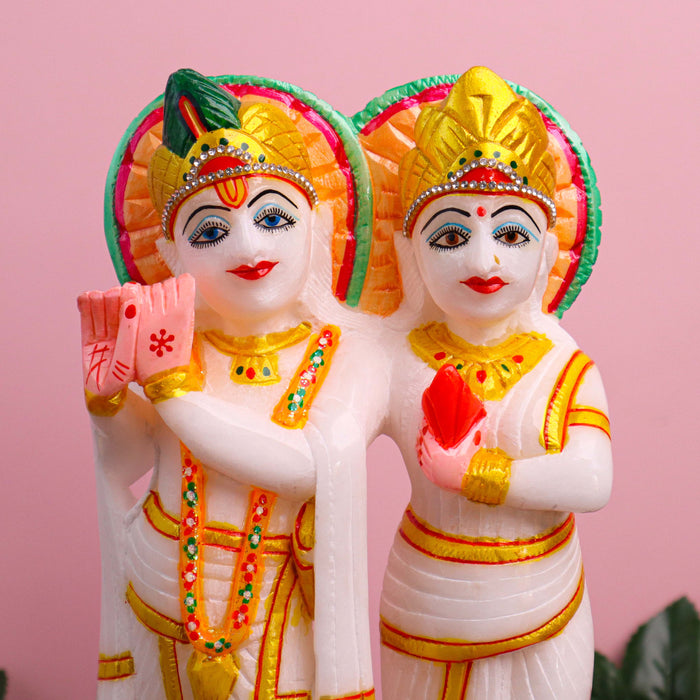 Radha Krishna White Marble Statue, Handicraft Bazaar