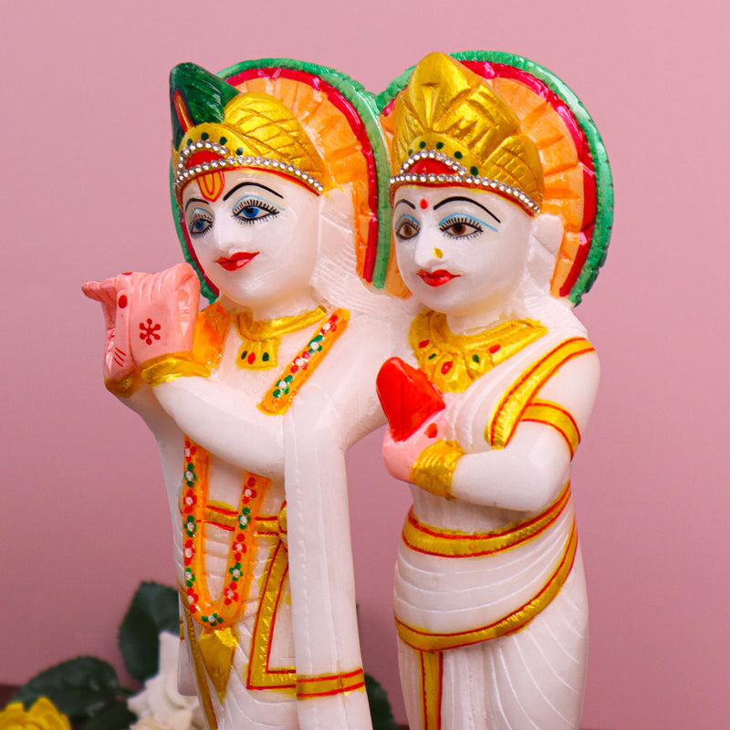Radha Krishna White Marble Statue, Handicraft Bazaar