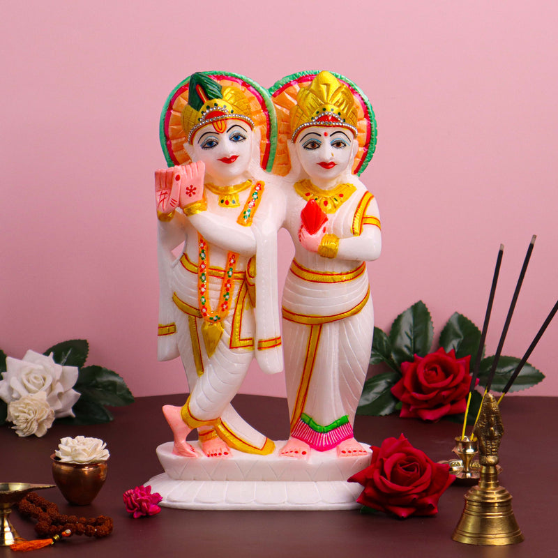 Radha Krishna White Marble Statue, Handicraft Bazaar