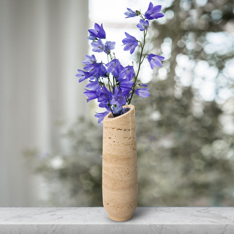 Marble Flower Vase, Travertine - Handicraft Bazaar
