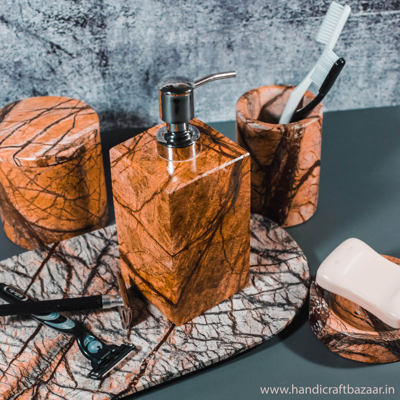 Marble Bathroom Set Rainforest - Handicraft Bazaar