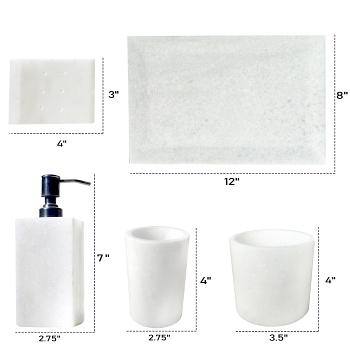 Marble Bathroom Set White - Handicraft Bazaar